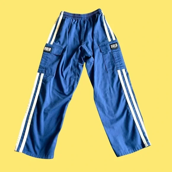 Vintage 90s y2k blue and white cargo wide leg pants XS - Picture 4 of 8